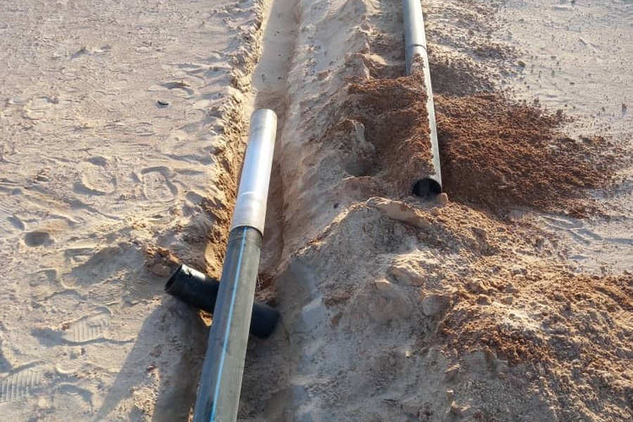 Water distribution pipeline trench at Warsheikh