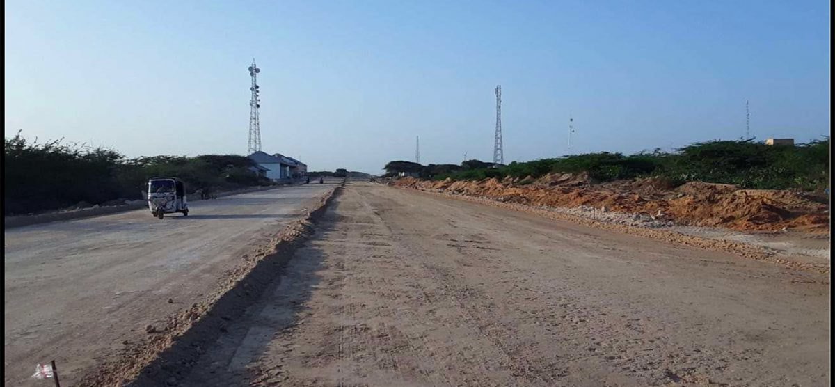 Road construction works with graded roadbed